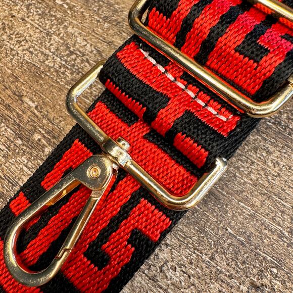 Red Black Purse Strap Adjustable Crossbody Guitar Strap NEW FAST SHIP - Picture 4 of 4